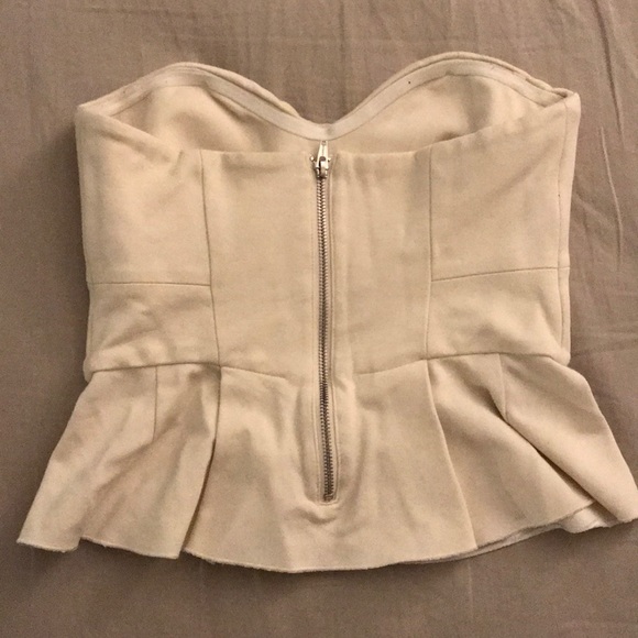 Strapless, Babaton (Aritzia) peplum top in cream - Picture 2 of 4